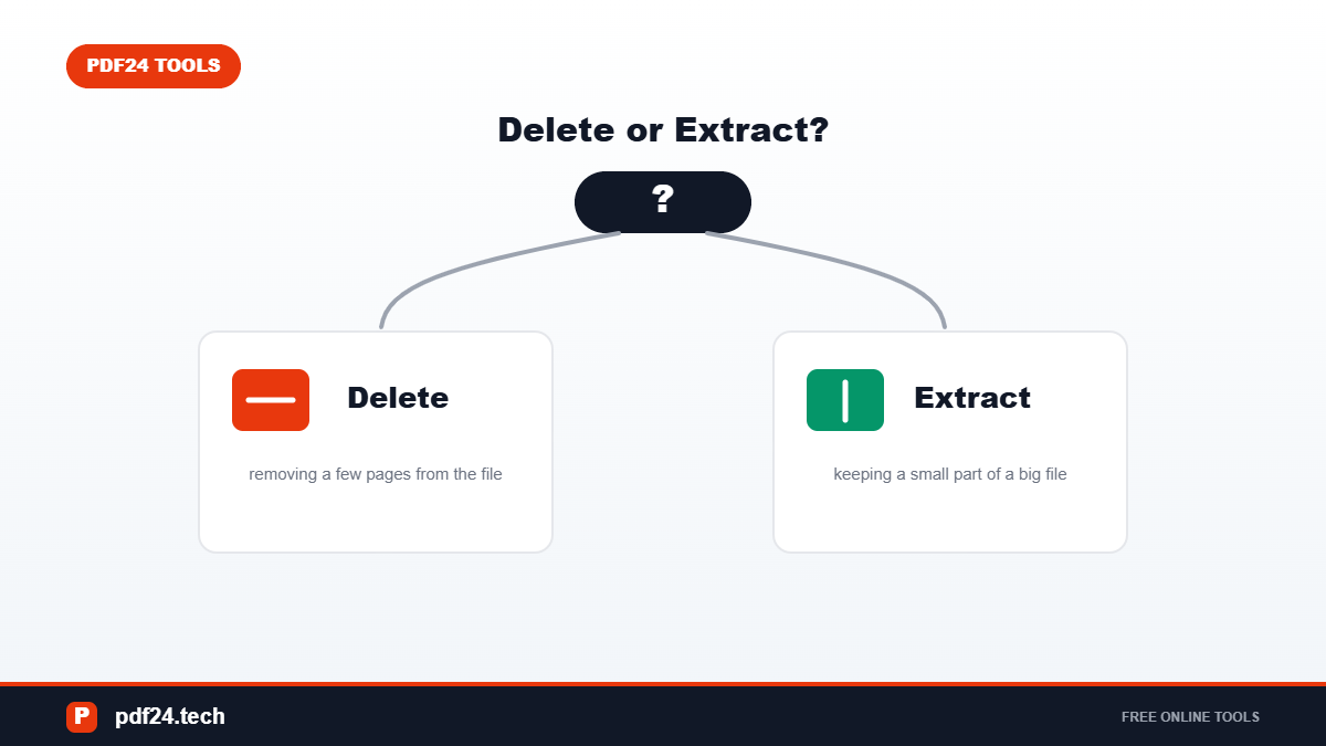 Decision diagram between deleting pages and extracting pages