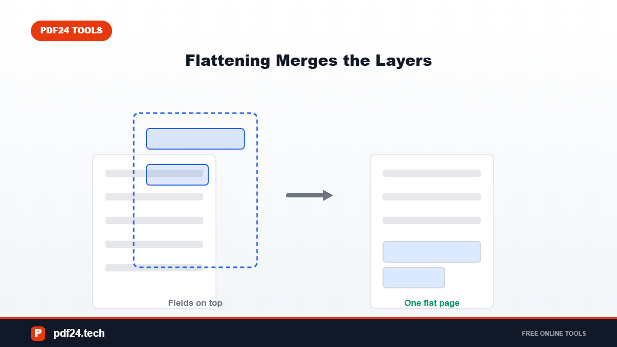 PDF layers merging into one flat page